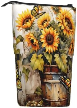 Sunflowers Butterfly Flowers Standing Pencil Case