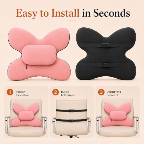 Lumbar Support Pillow for Office Chair & Car, Desk Chair Back Cushion,,Pink