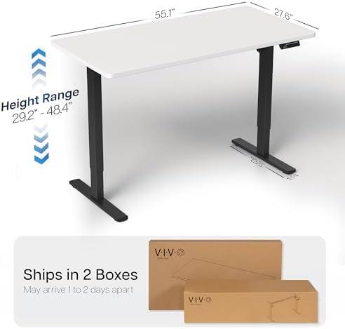 VIVO White 55 x 28 in Standing Desk, DESK-KIT-1B55W