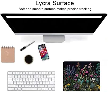 Black Beauty Blue Flowers Plants Mouse Pad,Brightly Colored Unique Design Computer Mousepad with Non-Slip Rubber Base for Women,Washable Mousepads Computer Mouse Pads for Desk Laptop Wireless Mouse