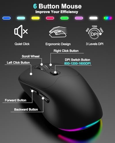 Wireless Keyboard and Mouse Combo, 7 Backlit Effects, Light Up Letters