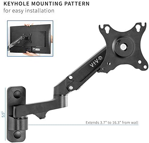 VIVO Black Single Monitor Wall Mount for 17 to 32 inch Screens, MOUNT-G100B
