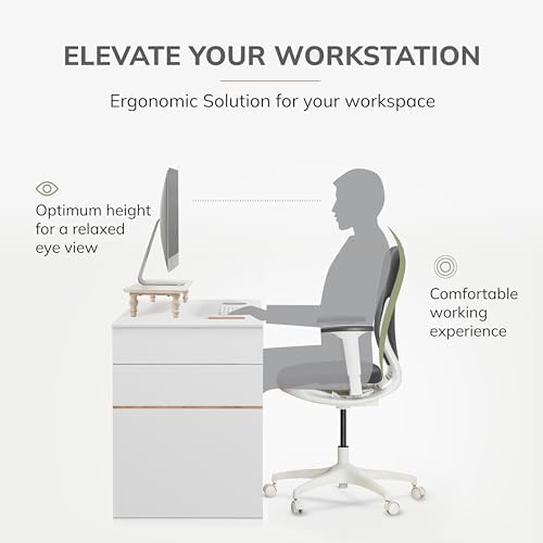 Anji Mountain Monitor Stand for Desk - Desktop Organizer & Laptop Riser, Ergonomic Monitor Riser, Space-Saving, Durable, Easy Assembly & Ideal for Home & Office,White Wash, 24-Inch, Power Edition