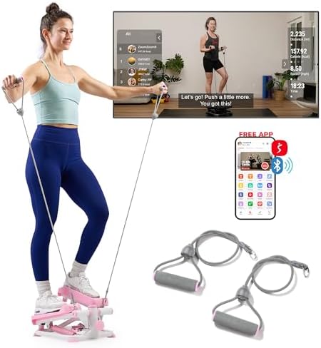 Sunny Health & Fitness Mini Stair Stepper w/Resistance Bands for Home Gym