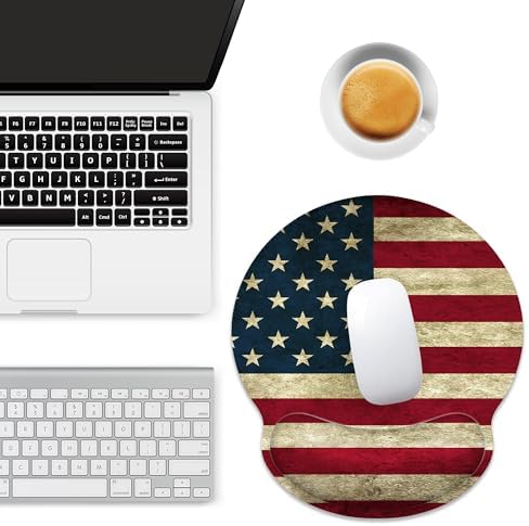 American Flag Ergonomic Mouse Pad with Wrist Rest for Desk Work Office