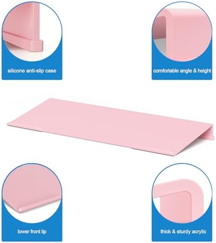 WINFFOR Comfortable Computer Keyboard Stand - Ergonomic Keyboard Riser Acrylic Tilted Keyboard Holder for Easy Typing&Working at Home Office - Fits All Keyboard Sizes - 17'' Wide (Lightpink)