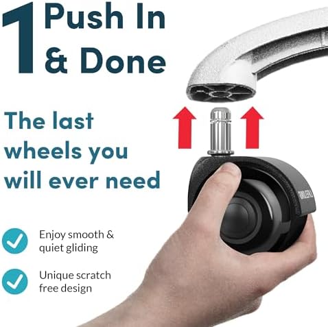 Lifelong Dual Office Chair Wheels Replacement, Heavy Duty, 5-Pack Fits 98%