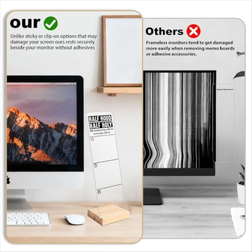 Sticky Note Holder, Monitor Memo Board, Acrylic Post It Note Holder with Wooden Base, Includes 100 Notes, Desk Organizer, Funny Christian Quote “that Means Pray with Me Don’t Play with Me”