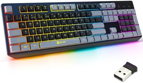 KLIM Wireless Gaming Keyboard RGB - Rechargeable Water-Resistant Backlit