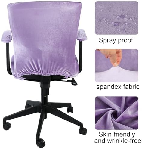 Tallew 4 Pcs Office Chair Covers Set with Armrest, Stretchable,Purple