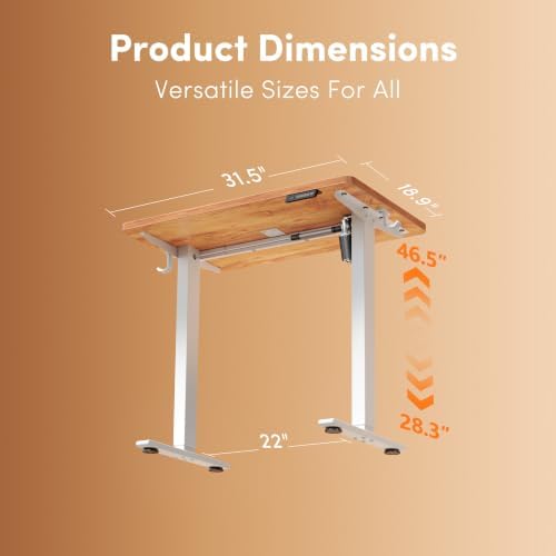 FEZIBO Standing Desk 32 × 19 Inch Electric Height Adjustable, Light Rustic
