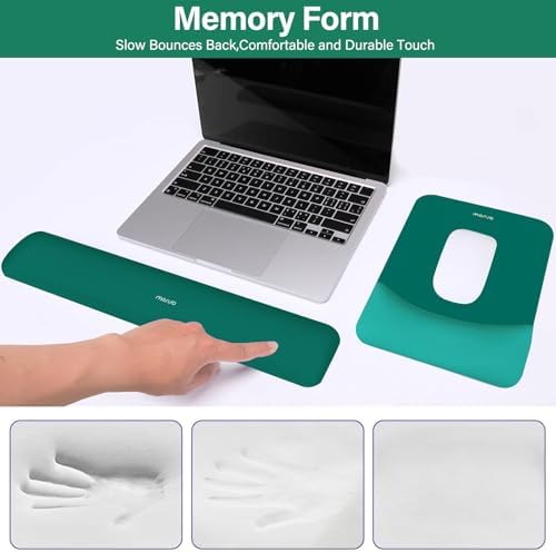 MOSISO Wrist Rest Support Mouse Pad & Keyboard Set, Teal Green