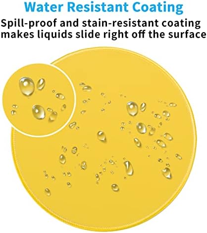 Dapesuom Round Mouse Pad, 8.7 x 8.7 Inch Premium-Textured Washable Non-Slip Rubber Base Cute Small Mouse Mat with Stitched Edge for Men Women Wireless Computer Laptop Gaming Desk Accessories, Yellow