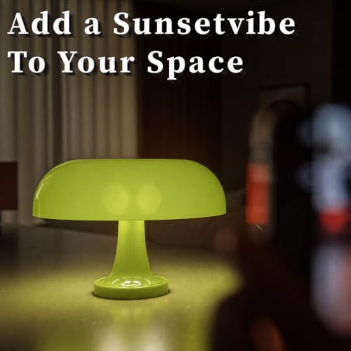 Modern Decorative Table Lamp, Mushroom Cap Design, USB Powered, 3 Lighting Modes, Dimmable, for Bedroom, Living Room Decor, Polished Plastic, Push Button Control, Adjustable Brightness - Green
