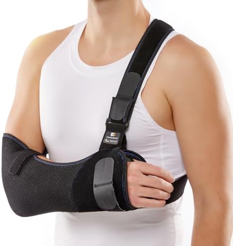 Comforband Duluxe Shoulder Immobilizer Arm Sling – Medical Sling with Adjustable Shoulder and Waist Straps for Torn Rotator Cuff, Clavical, Elbow, Forearm Injury (Large)