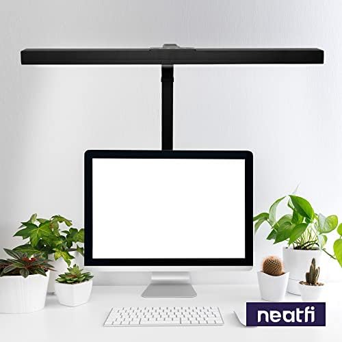 Neatfi 3,000 Lumens LED Desk Lamp with Clamp | Dimmable | 5 Brightness Levels & 5 Light Modes | Memory Function | Eye-Caring Flexible Lamp for Home & Office (31.5 Inches, Black)