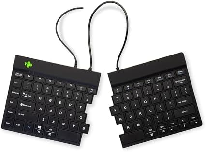 R-Go Ergonomic Split Keyboard, Scissors Mechanism, Anti-Carpal Tunnel, 2 Part Design Keyboard for Arthritis, with Break Software, QWERTY (US) Layout, USB-C Wired, for Windows/MacOS, Black