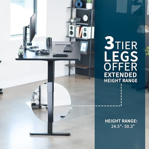 VIVO Black 71 x 36 in Standing Desk, DESK-KIT-2B7B-36
