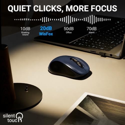 WisFox 2.4GHz Wireless Mouse for Laptop, Ergonomic 6-Button, Matt Gray