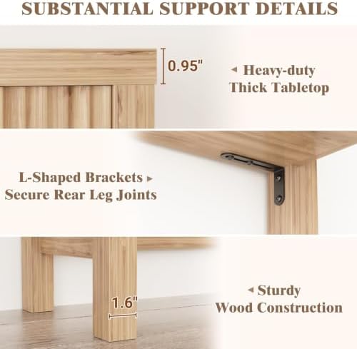 Cyclysio 39" Console Table with Charging Station & 2 Fluted Drawers