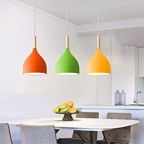 E27 Base Modernaron Light, European Style Chandelier in Kitchen Island, Bar Decoration Color Hanging Lamp, Decorations Metal Lampshade, for Kitchen Island, Dining Table/Yellow