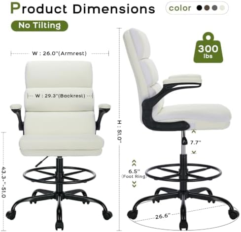 amseatec Drafting Chair, Tall Office Chair with Footrest for Standing Desk