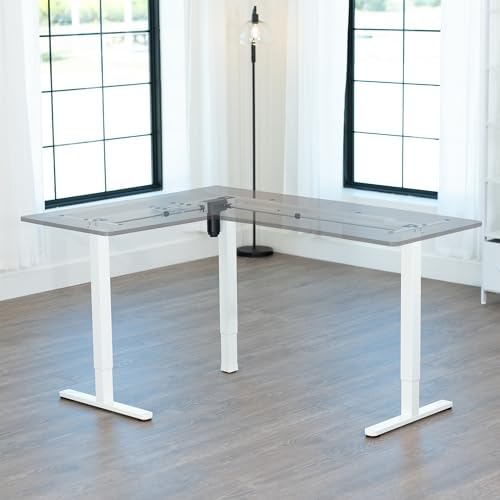 VIVO White Electric Corner 3 Leg Standing Desk Frame, DESK-E347W