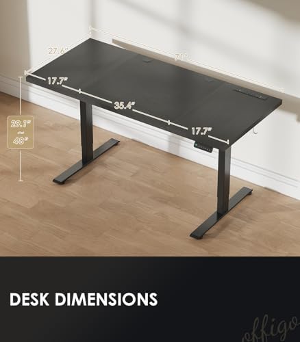 OffiGo 71 Inch Executive Electric Standing Desk Height Adjustable, Black