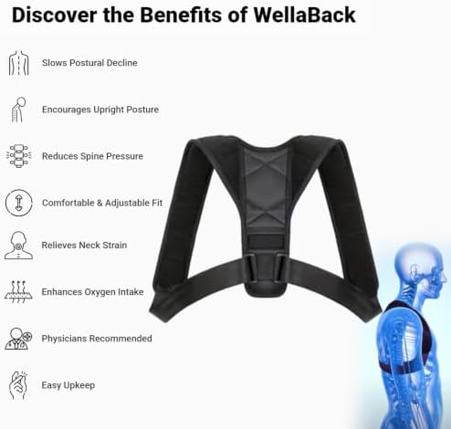 WellaBack Posture Corrector – Adjustable Support Brace, Invisible Under Clothes, Full Back Alignment (1PCS-A)