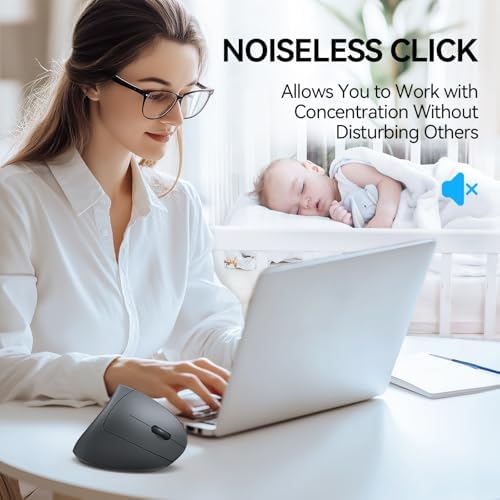 TECKNET Ergonomic Mouse, 4800 DPI Wireless Bluetooth Vertical, 3-Device