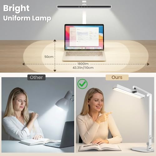 LIONVISON Desk Lamps for Home Office: Dimmable Eye-Caring LED Desk Light