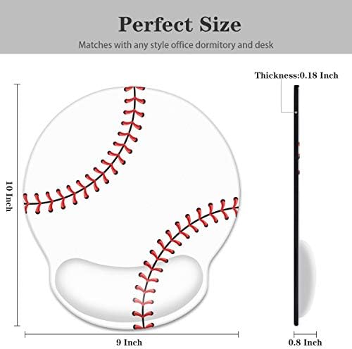 Mouse Pad with Wrist Support, Mouse Pad for Men Non-Slip Rubber Base Mousepad for Desk Laptop Gaming Working Computers Laptop Easy Typing & Pain Relief, Baseball