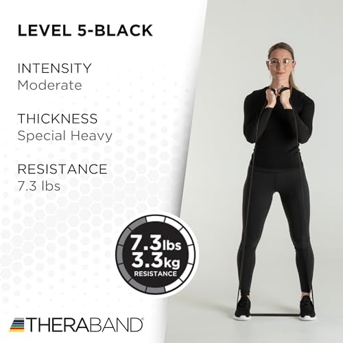 THERABAND Professional Resistance Band, Black Level 5 Special Heavy, 5 ft
