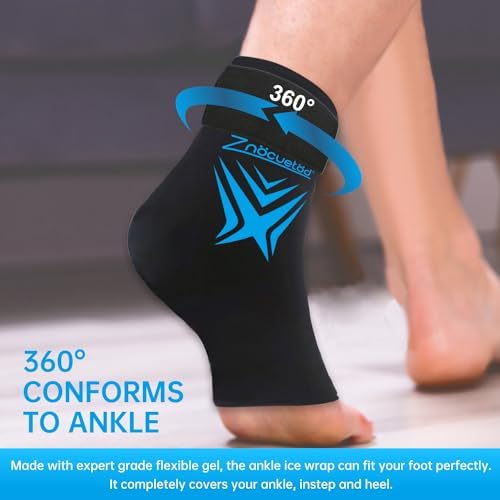 Ankle Ice Pack Wrap for Swelling, Reusable Foot Heel Gel Ice Pack for Injuries Sprained, Hot Cold Therapy Sock Compression for Plantar Fasciitis Pain Relief, Achilles Tendonitis