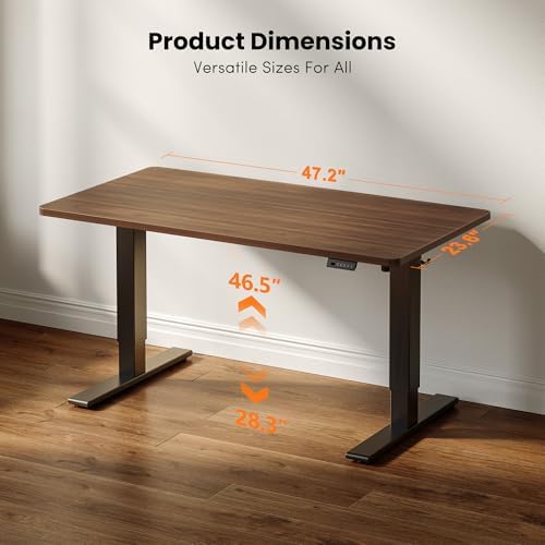 CubiCubi 48 x 24 Electric One-Piece Standing Desk, Black Walnut