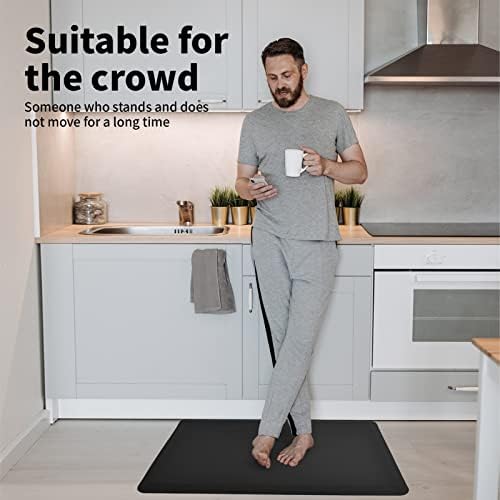 Art3d Anti Fatigue Mat - 1/2 Inch Cushioned Kitchen Mat - Comfort & Non Slip Cushion for Standing Desk, Office or Garage Floor (17.3"x28", Black)
