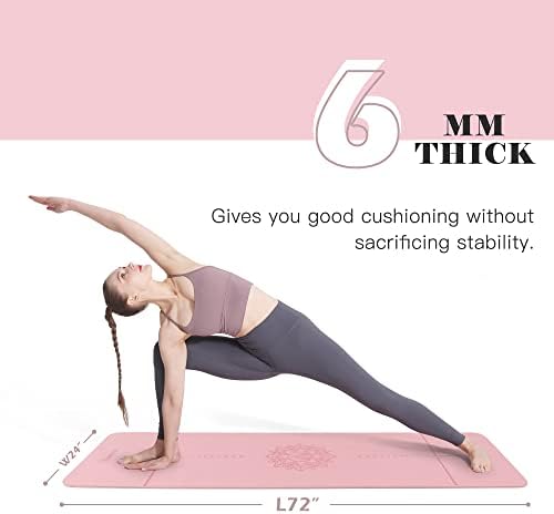 Yoga Mat Non Slip, Pilates Fitness Mats, Eco Friendly, Anti-Tear 1/4" Thick Yoga Mats for Women, Exercise Mats for Home Workout with Carrying Sling and Storage Bag
