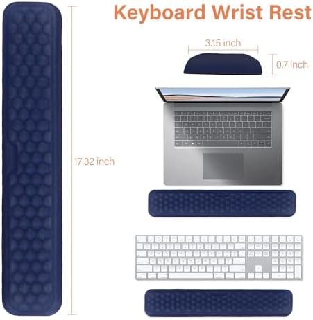 MOSISO Large Gaming Mouse Pad&Massage Keyboard Wrist Rest, Navy Blue