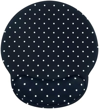 Seorsok Cute White Polka Dot Mouse Pad with Gel Wrist Support Mouse Pad,Ergonomic Aesthetic,Comfortable Mousepad for Office Game Work Computer,Pain Relief Mousepad with Non-Slip Silicone Base,Black