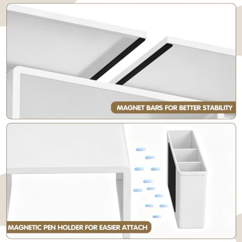 LEKETREE Dual Monitor Stand Riser with Drawer and 2 Pen Holders, White