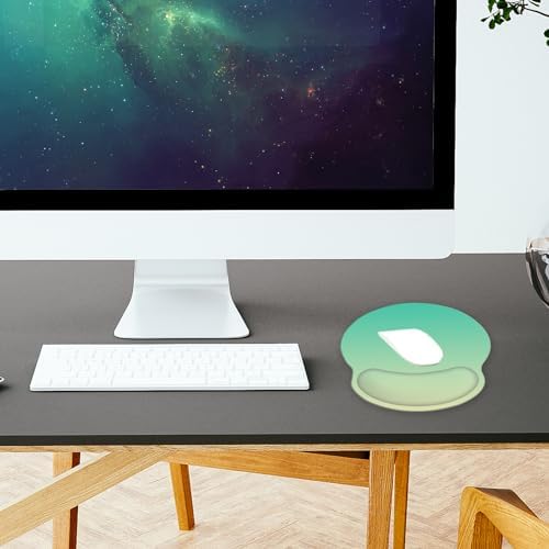 Mouse Pad with Wrist Rest Support, Ergonomic Gaming Mouse Pad with Non-Slip PU Base, Smooth Lycra Material for Computer, Laptop, Office and Home, Easy Typing & Pain Relief (Green)