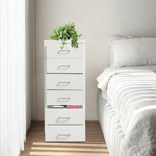 6 Drawer Rolling File Cabinet with Lock, Metal Filing Cabinet with Wheels, Desk Organizer with Drawer, Under Desk Storage for Home Office