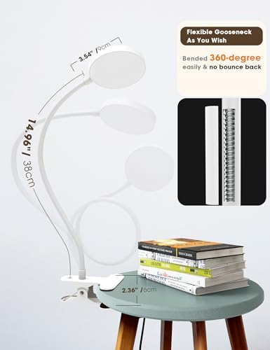 LiFMIRA Bed Lamp Clip on Light 8W 66 LED Reading Light for Bed White