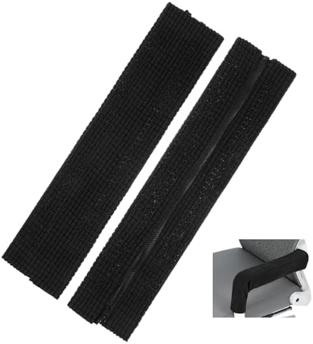2pcs Office Chair Armrest Covers, Arm Rest Covers for Office Chair,with Zipper, Stretchable Chairs Arm Pads, Black Armrest Cover for Chairs