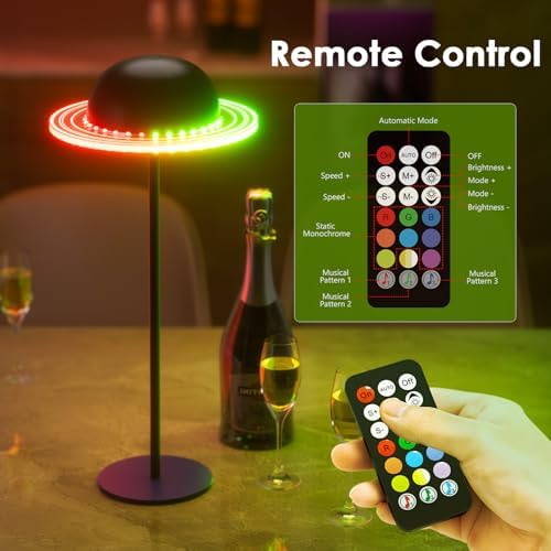 KIBTOY Cordless Table Lamps, Rechargeable Battery Operated Lamps, Touch & Remote Control, 3 CCT & RGB Colors Dimmable,Portable Small Lamp for Bedsides,Kids,Dining Room,Living Room 2Pack