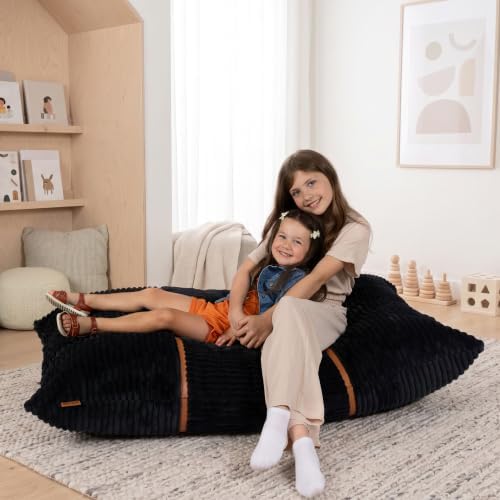 Big Joe Turnabout 3-in-1 Convertible Kids Bean Bag Chair, Black Licorice