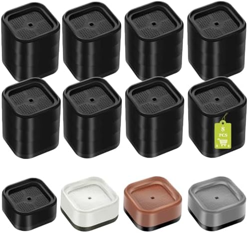 8 Pack Furniture Risers 3 Inch, Adjustable Bed Risers Heavy Duty for Table Desk Couch Chair Sofa Cabinet Bed Legs Dorm, Square Stackable Bed Raisers Blocks Lift Height 1", 2",3"or 4", Black