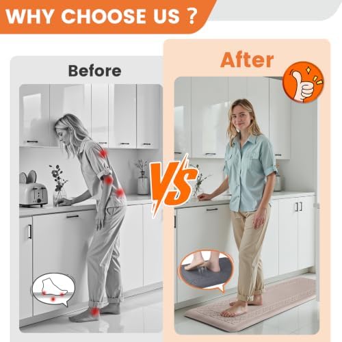 4/5 Inch Thicker Kitchen Mats Anti Fatigue Comfort Mat Standing Desk Rugs