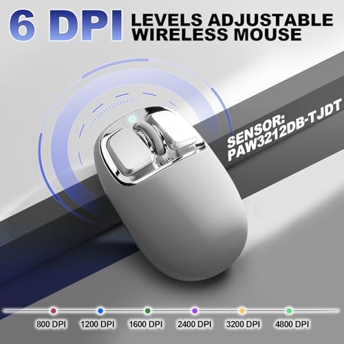 YUNZII C1 Wireless Tri-Mode Wireless Mouse 4800 DPI Optical (Gray)