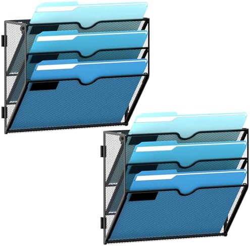 SUPEASY 3-Tier Hanging Wall File Organizer with Hooks, 2 Pack